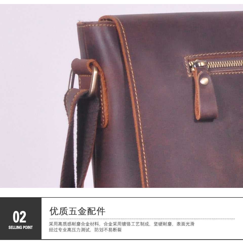 Men's Crossbody Bag Cowhide Genuine Leather Retro Men's Shoulder Bag