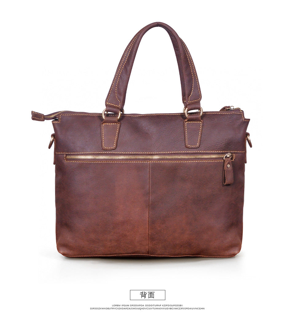 Men's Briefcase Crossbody Bag Cowhide Genuine Leather Retro Men's Shoulder Bag Handbag