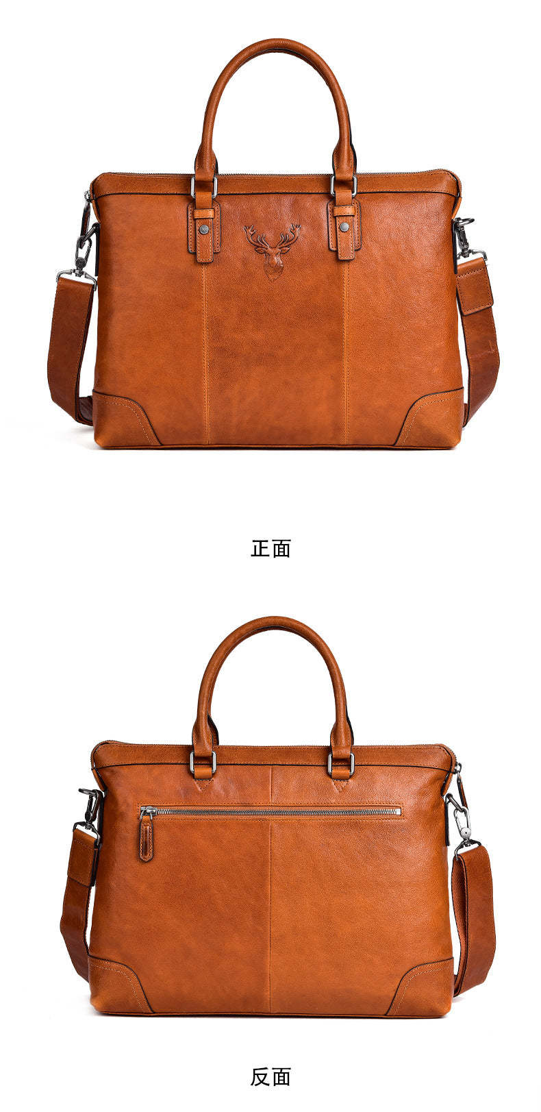 Men's Briefcase Genuine Cowhide Leather Retro Casual Business Bag Men's Handbag