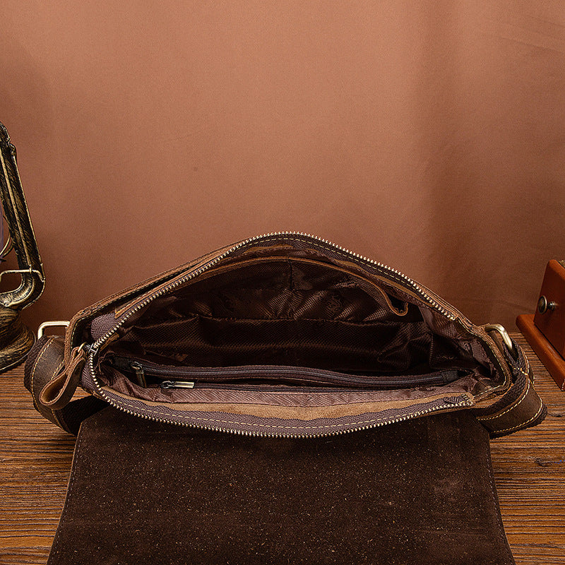 Men's shoulder bag Genuine cowhide leather retro crossbody bag for men