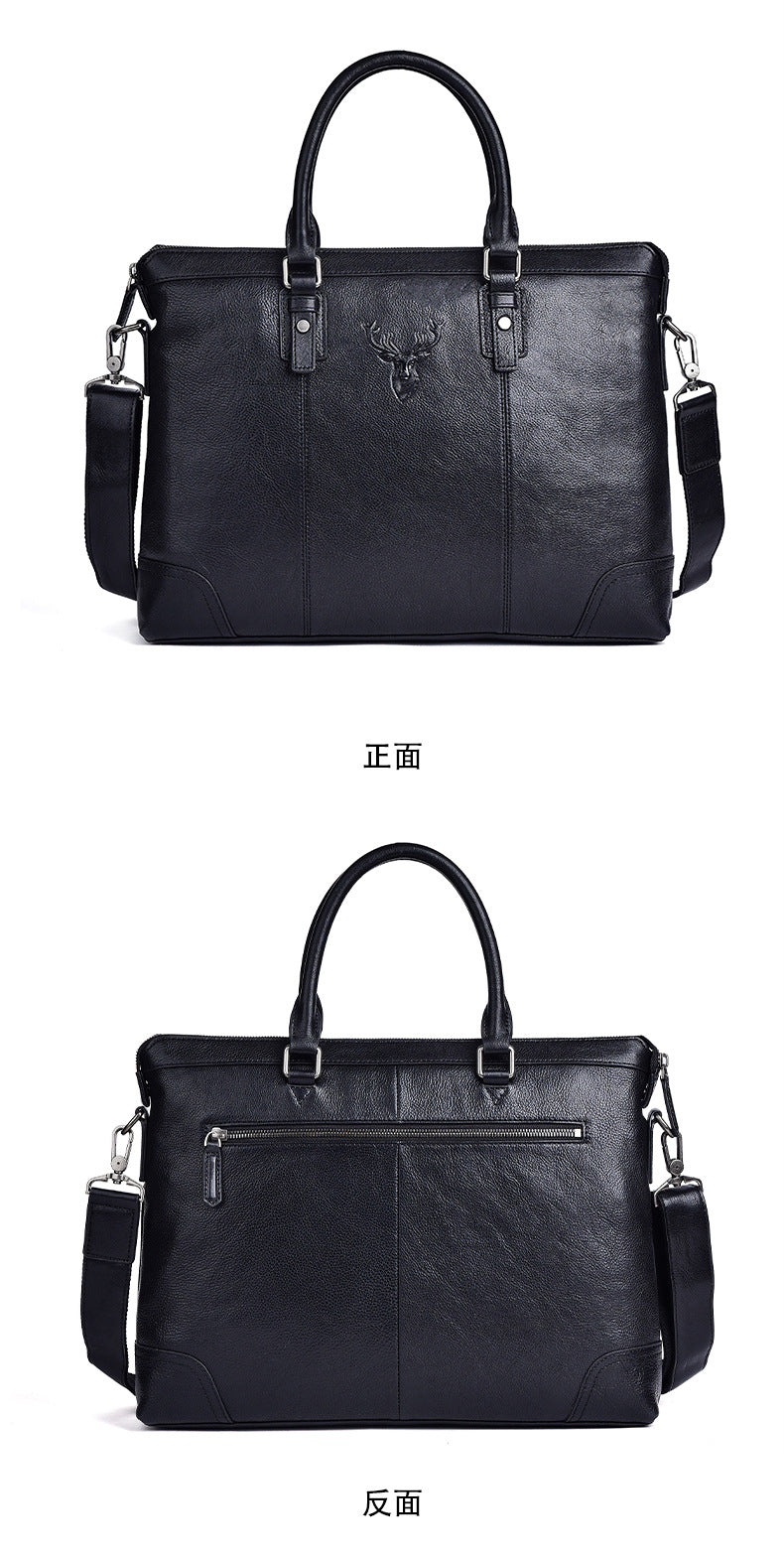 Men's Briefcase Genuine Cowhide Leather Retro Casual Business Bag Men's Handbag