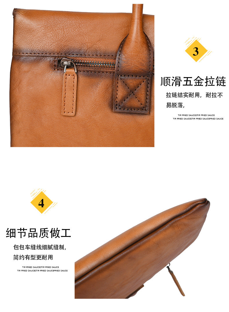 Men's Briefcase Cowhide Genuine Leather Office Bag Men's Handbag