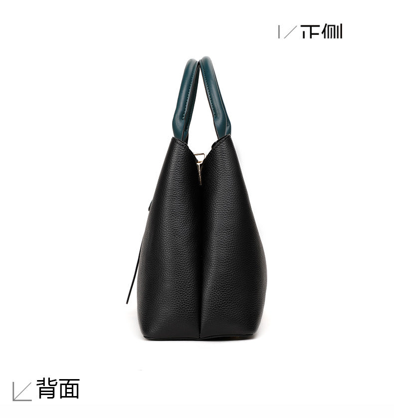 Cowhide women's bag large capacity handbag color matching temperament shoulder bag elegant handbag.bag