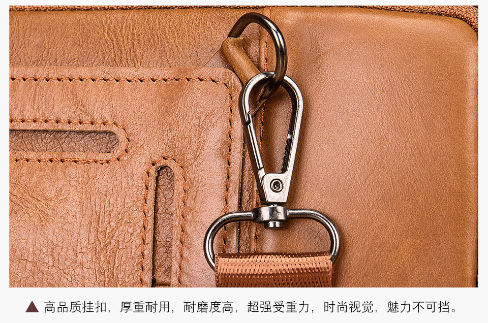 Men's Waist Pouch Cowhide Genuine Leather Retro Fashion Casual Outdoor Men's Bag