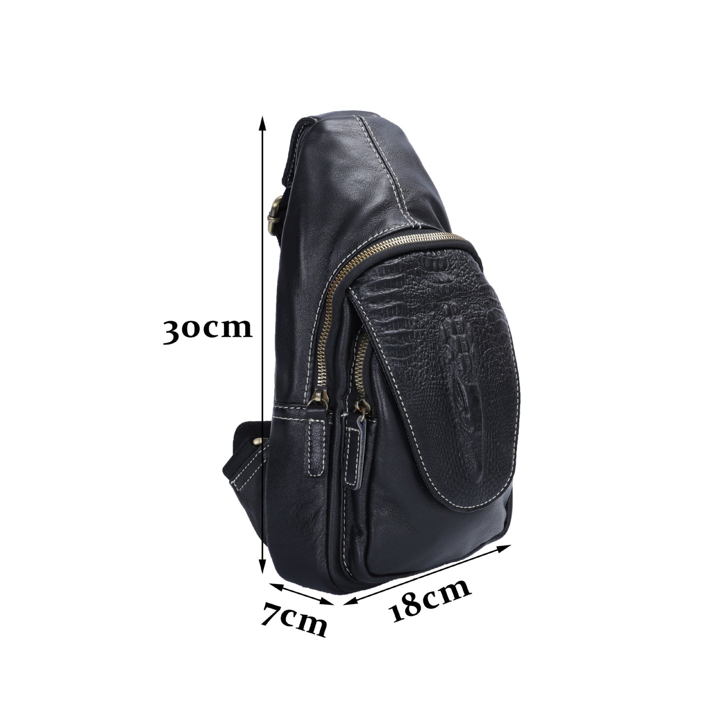 Men's Bust Bag Shoulder Bag Cowhide Crocodile Crest Retro Casual Crossbody Bag for Men