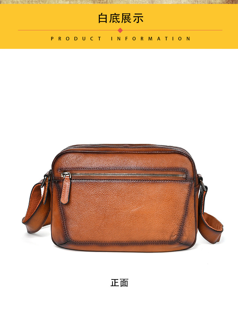 Men's shoulder bag Genuine cowhide leather large capacity simple crossbody bag for men
