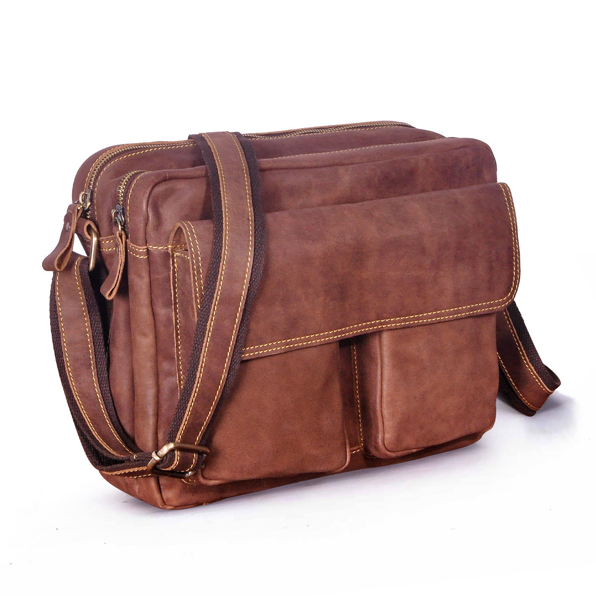 Men's Briefcase Genuine Cowhide Leather Retro Crossbody Bag Men's Shoulder Bag Computer Bag