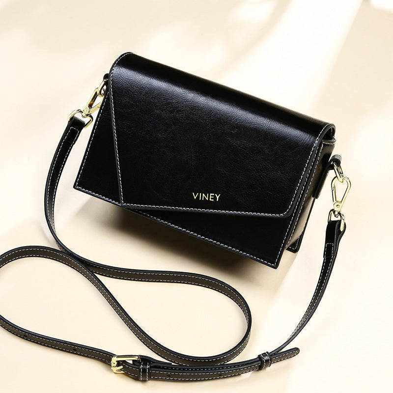 Genuine leather bag ladies bag mini square bag crossbody bag simple elegant shoulder bag. pochette