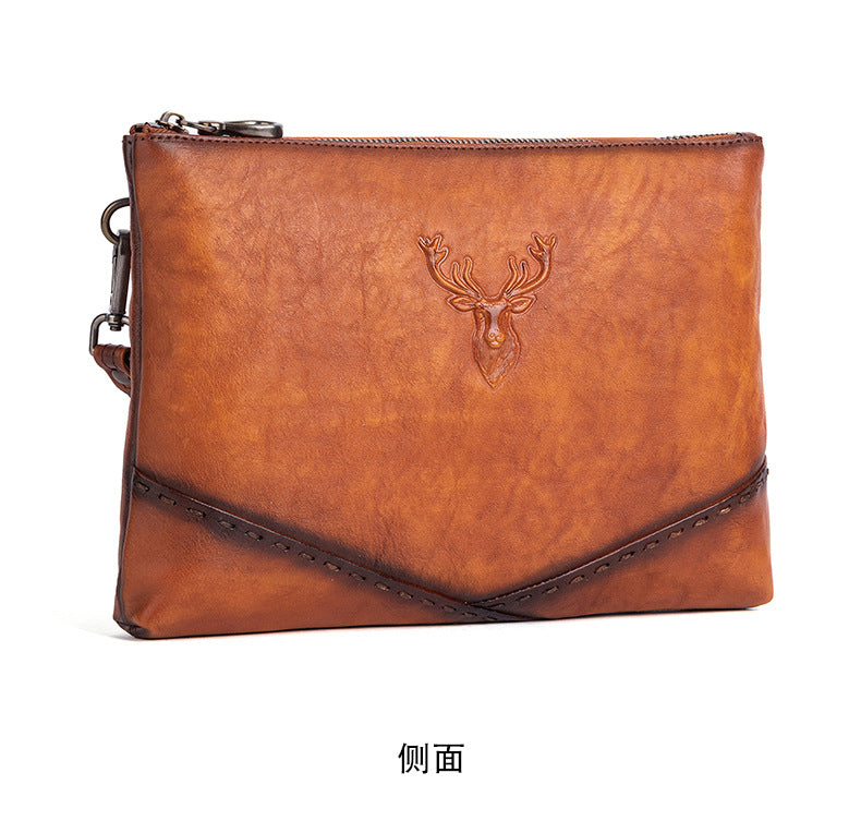 Men's Clutch Bag Genuine Cowhide Leather Casual Men's Handbag