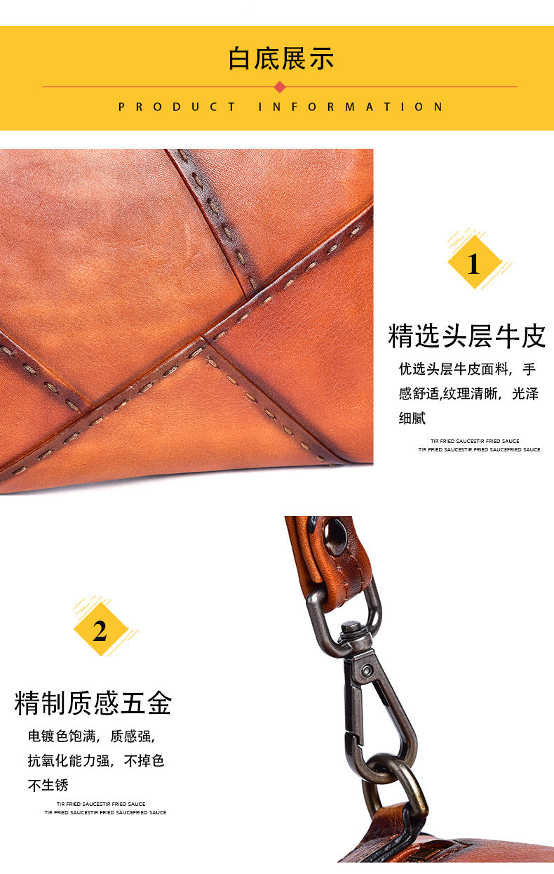 Men's Clutch Bag Genuine Cowhide Leather Retro Casual Men's Handbag