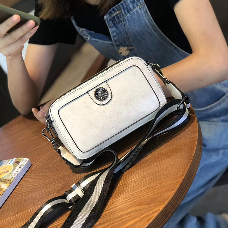 Women's Bag Genuine Leather Trend Fashion Square Bag Camera Bag Simple Shoulder Bag.Pochette