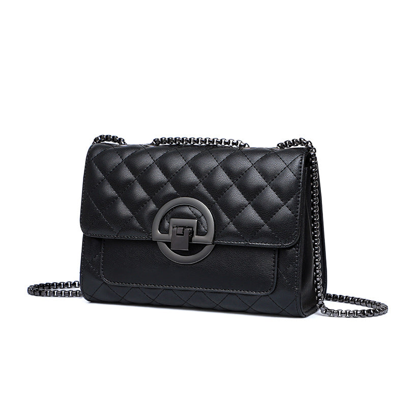 Genuine leather women's bag crossbody bag fashion net popular check chain bag shoulder bag. Pochette