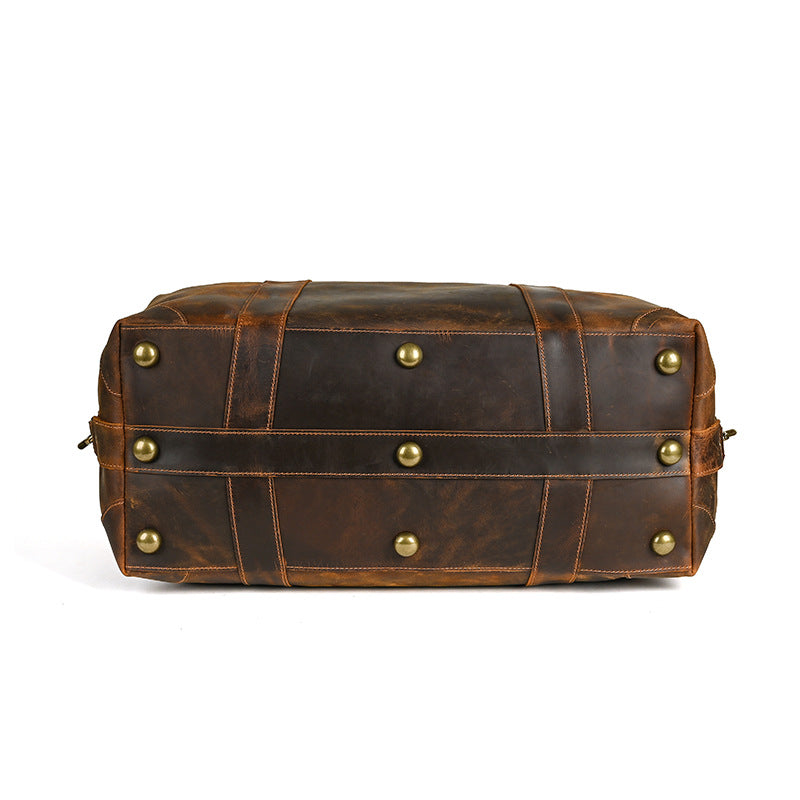 Men's Handbag Genuine Cowhide Luggage Bag Retro Casual Large Capacity Business Travel Bag for Men