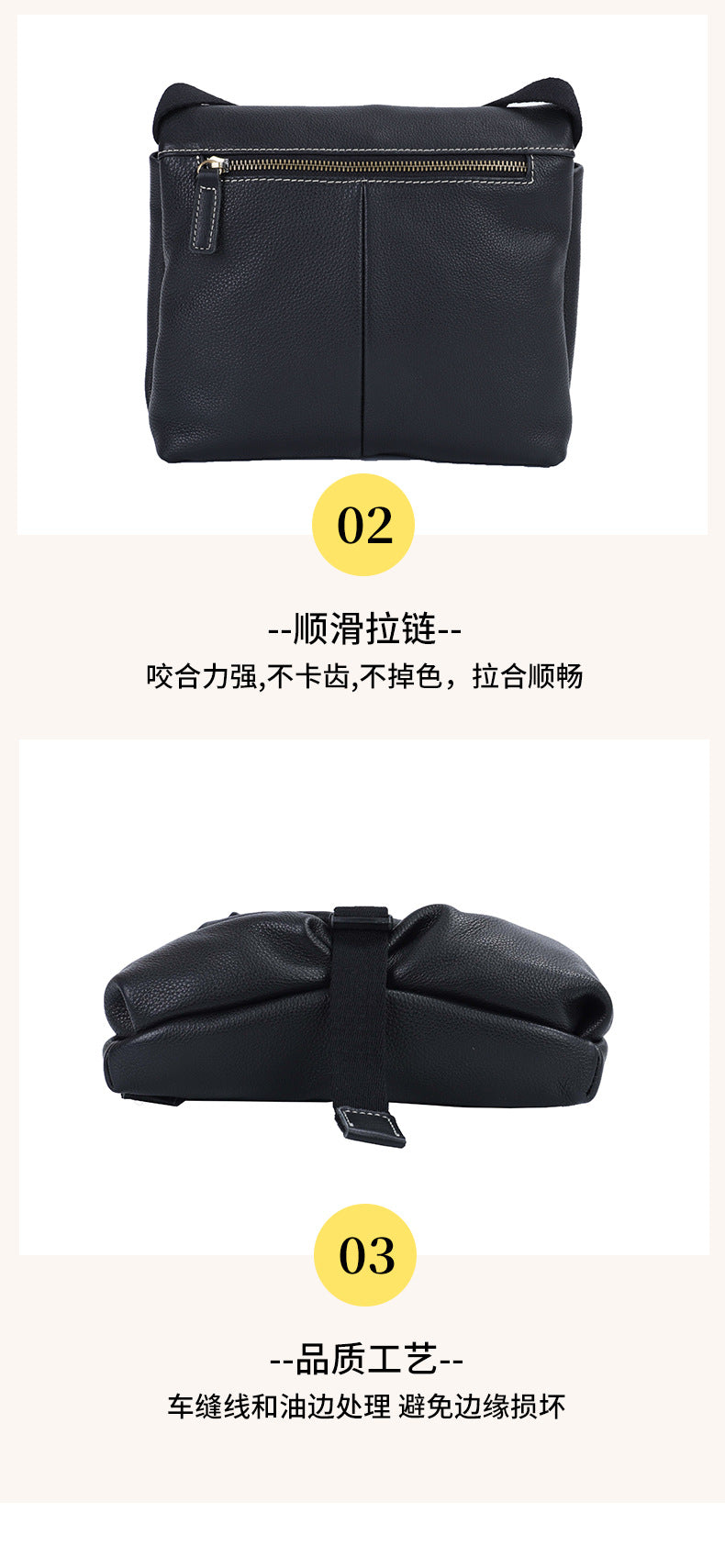 Men's Shoulder Bag Cowhide Soft Leather Casual Business Large Capacity Crossbody Bag for Men