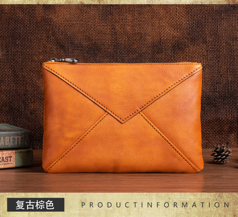 Men's Clutch Bag Genuine Cowhide Leather Casual Men's Handbag
