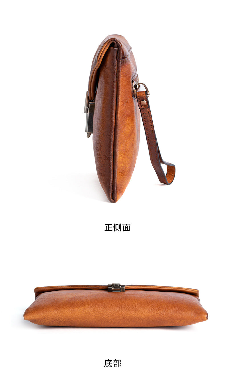 Men's Clutch Bag Cowhide Genuine Leather Retro Casual Men's Handbag