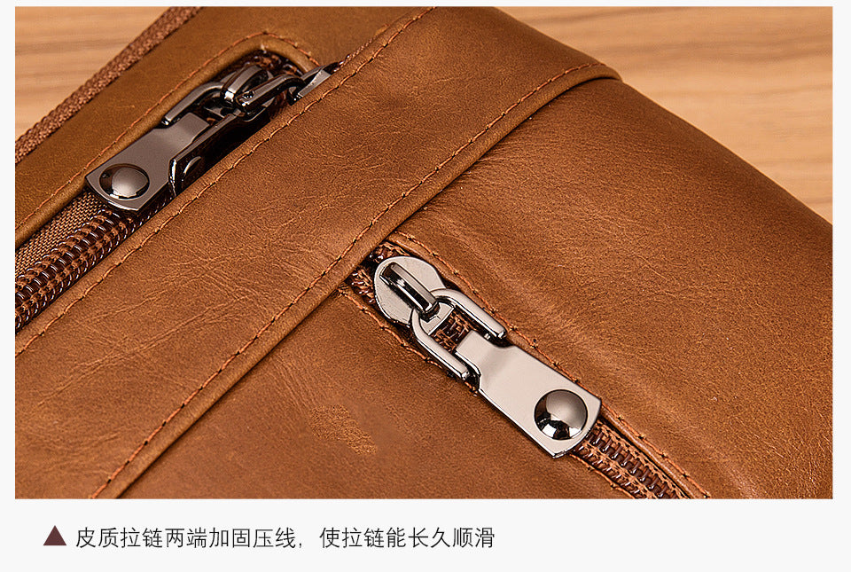 Men's Waist Pouch Cowhide Genuine Leather Retro Fashion Casual Outdoor Men's Bag