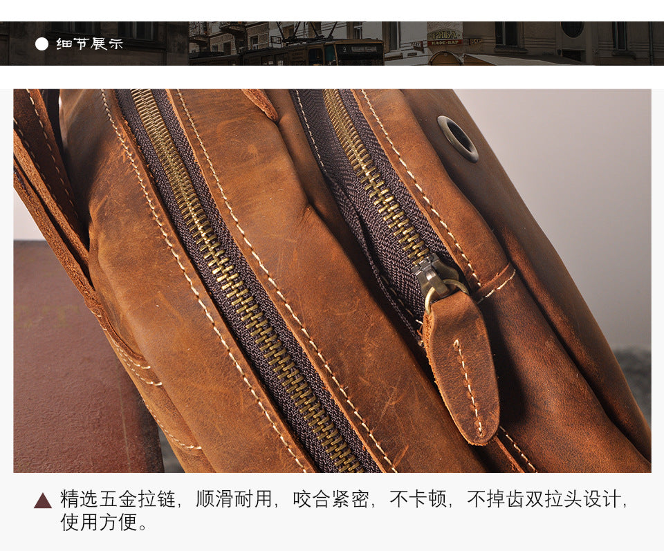 Men's bust bag Genuine cowhide leather outdoor multipurpose crossbody bag for men