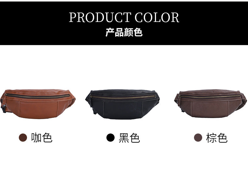 Men's Bust Bag Genuine Cowhide Leather Retro Casual Fashion Shoulder Bag Crossbody Bag for Men