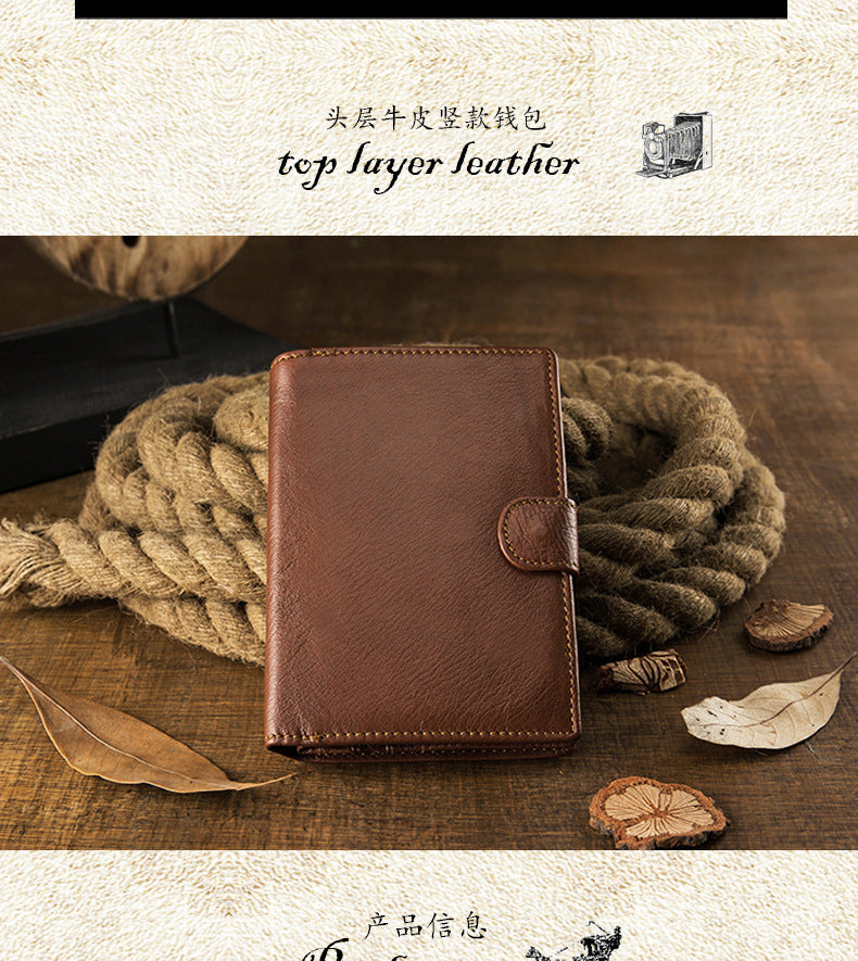 Men's Wallet Genuine Cow Leather Handmade Original Large Capacity Soft Leather Simple Men's Wallet