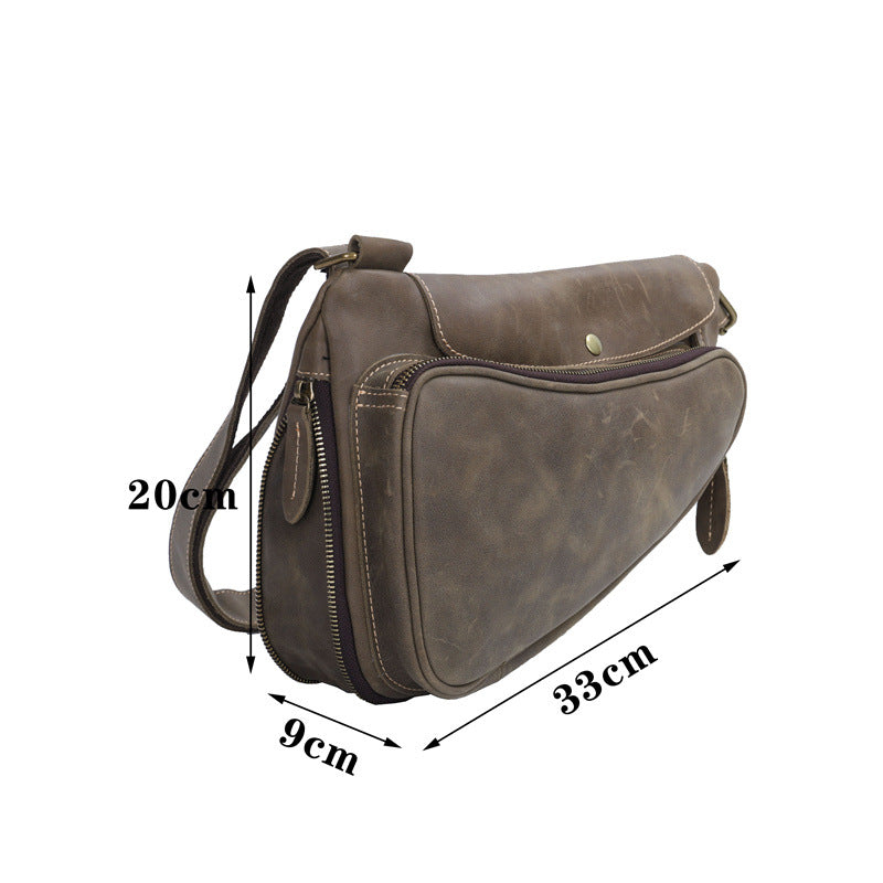Men's Bust Bag Genuine Cowhide Leather Multifunctional Fashion Waist Pouch Casual Large Capacity Crossbody Bag for Men