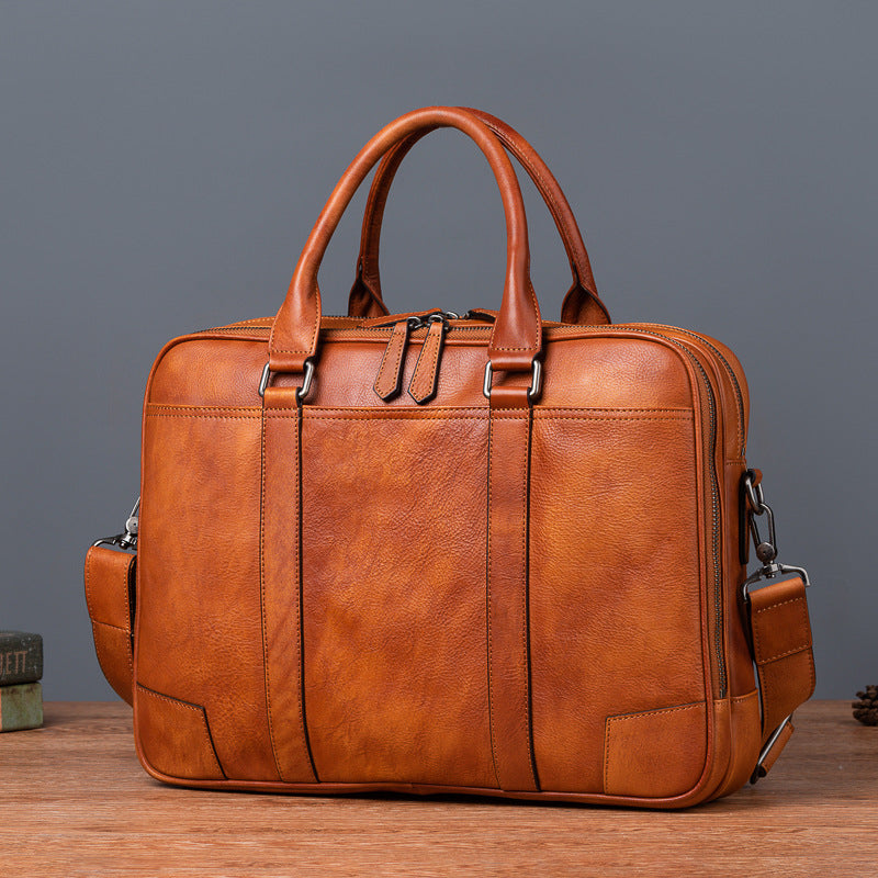 Men's Briefcase Cowhide Genuine Leather Retro Casual Men's Handbag