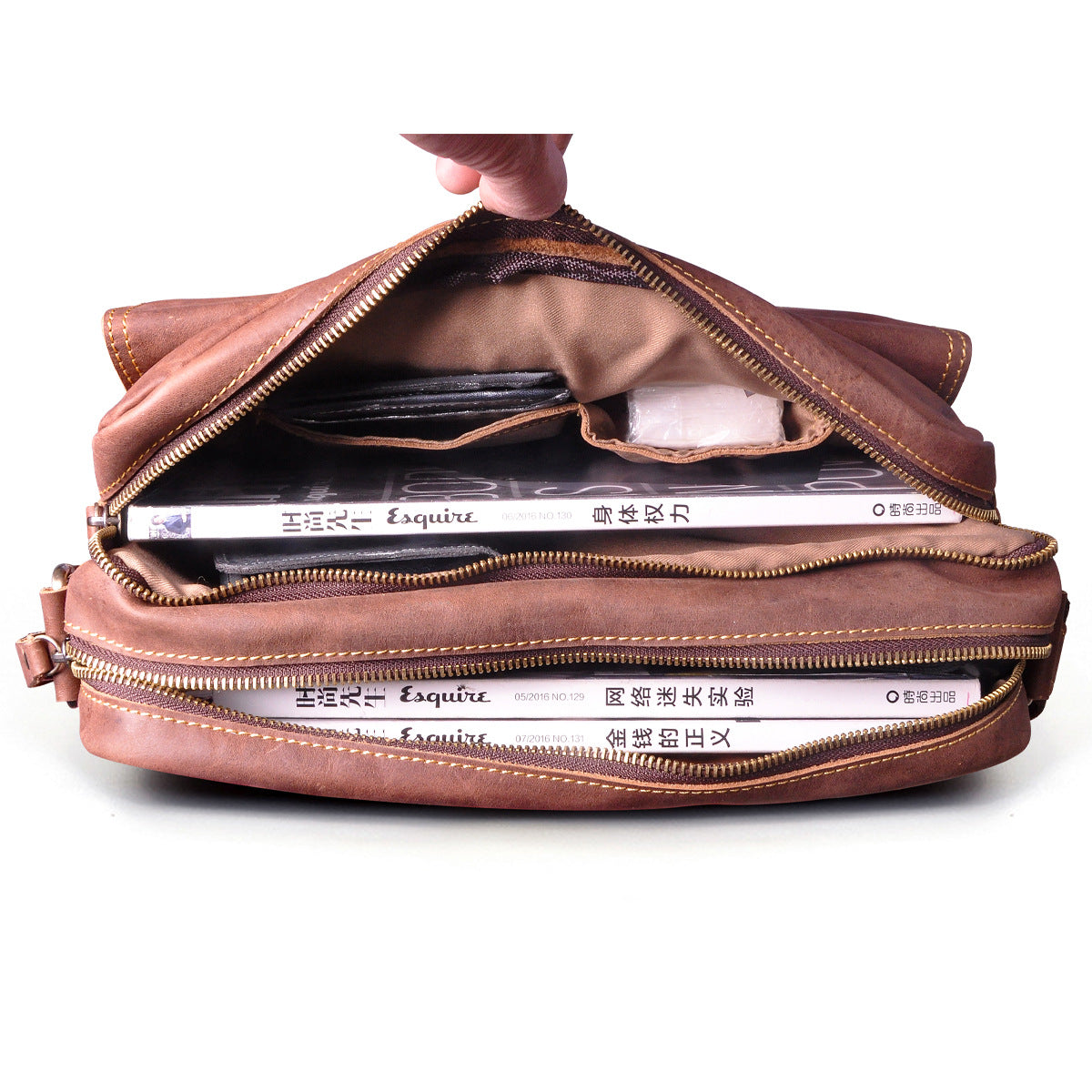 Men's Briefcase Genuine Cowhide Leather Retro Crossbody Bag Men's Shoulder Bag Computer Bag