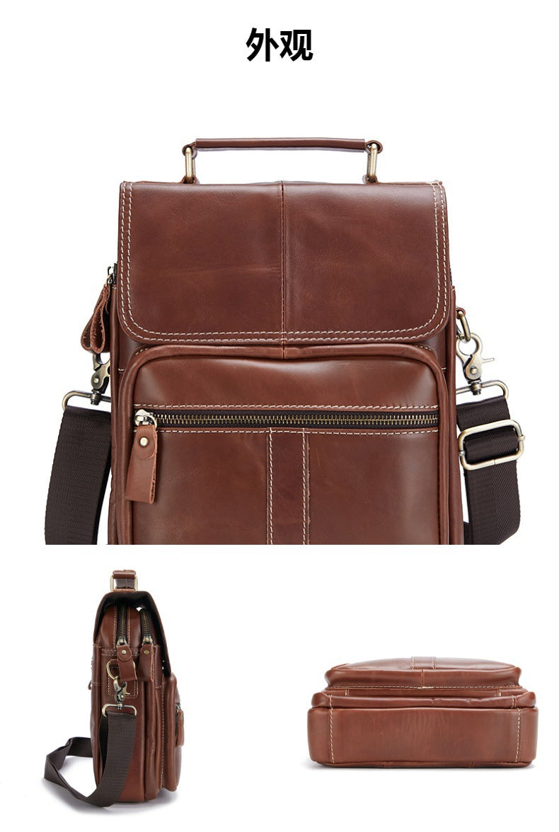 Men's Shoulder Bag Cowhide Genuine Leather Handbag Soft Leather Casual Simple Crossbody Bag for Men