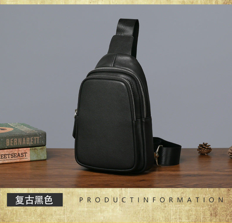 Men's bust bag Genuine cowhide leather retro casual men's crossbody bag smartphone pouch