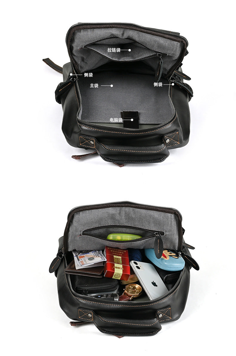 Men's backpack cowhide genuine leather business casual computer bag fashion large capacity travel bag for men