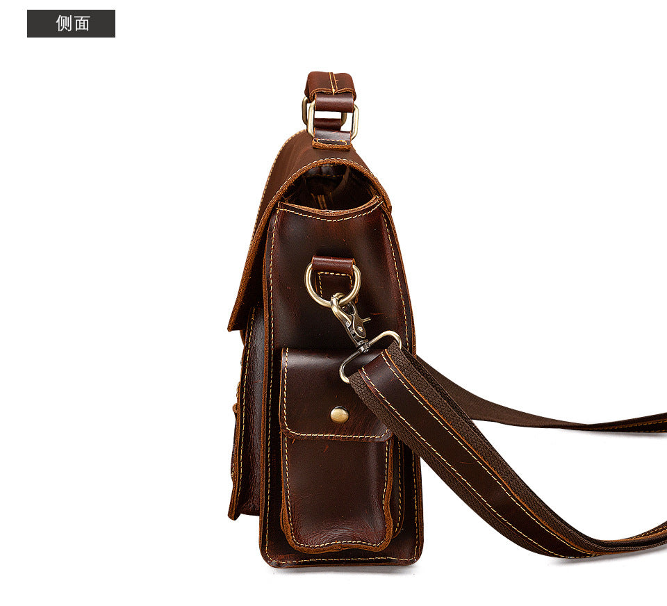 Men's Briefcase Handbag Cowhide Genuine Leather Retro Business Computer Bag for Men
