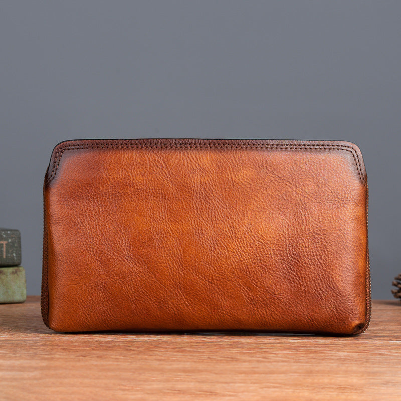Men's Clutch Bag Genuine Cowhide Leather Practical Retro Casual Men Bag
