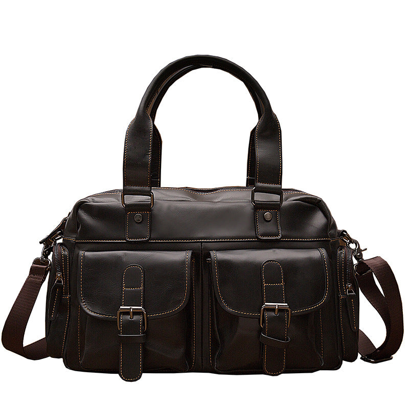 Men's Handbag, Business Trip, Travel Bag, Handmade, Genuine Cowhide Leather, Casual, Fashion, Crossbody Shoulder Bag