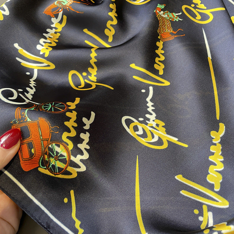 Scarf lettering mother pattern hand-printed pattern simulation silk long ribbon big ribbon fashion scarf pieces