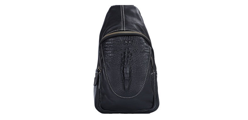 Men's Bust Bag Shoulder Bag Cowhide Crocodile Crest Retro Casual Crossbody Bag for Men