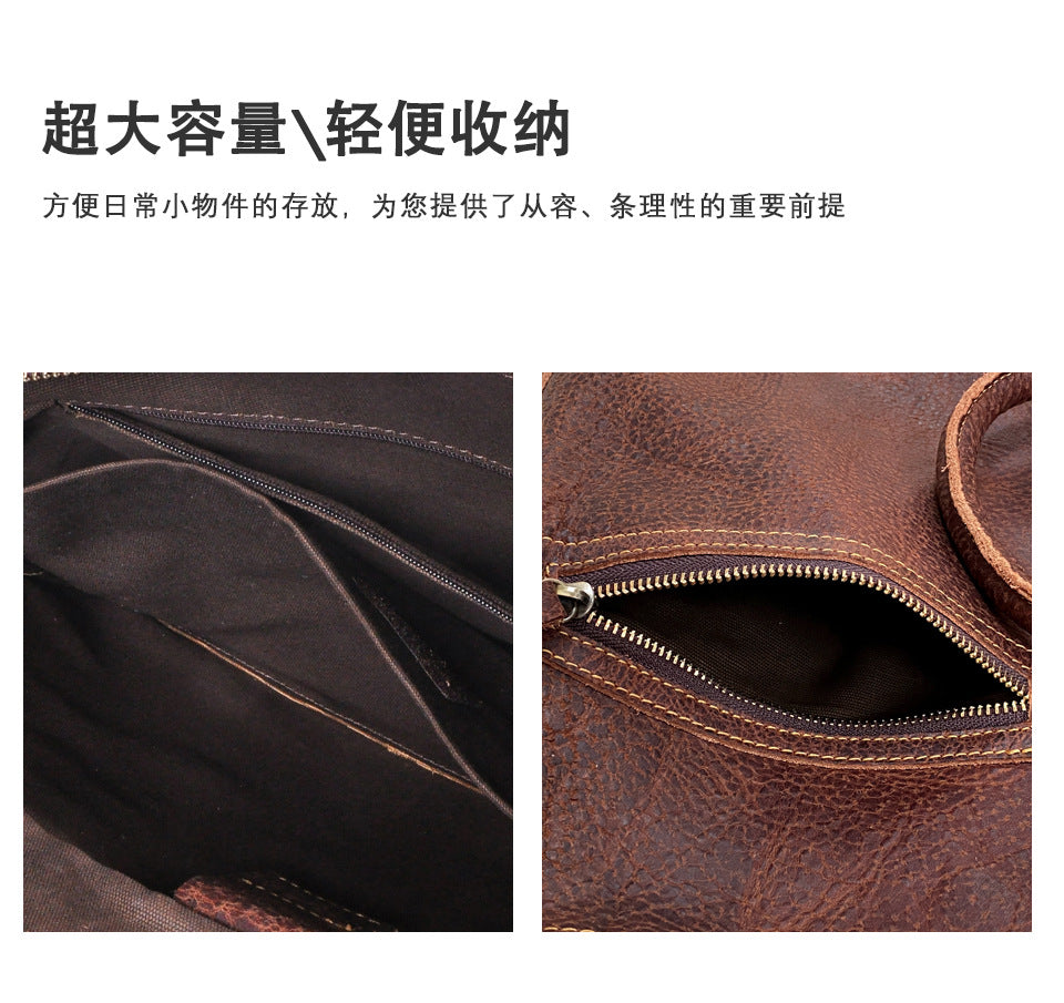 Men's Briefcase Crossbody Bag Cowhide Genuine Leather Retro Shoulder Bag Computer Bag