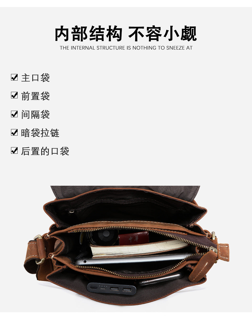 Men's Briefcase Cowhide Genuine Leather Retro Business Men Computer Bag