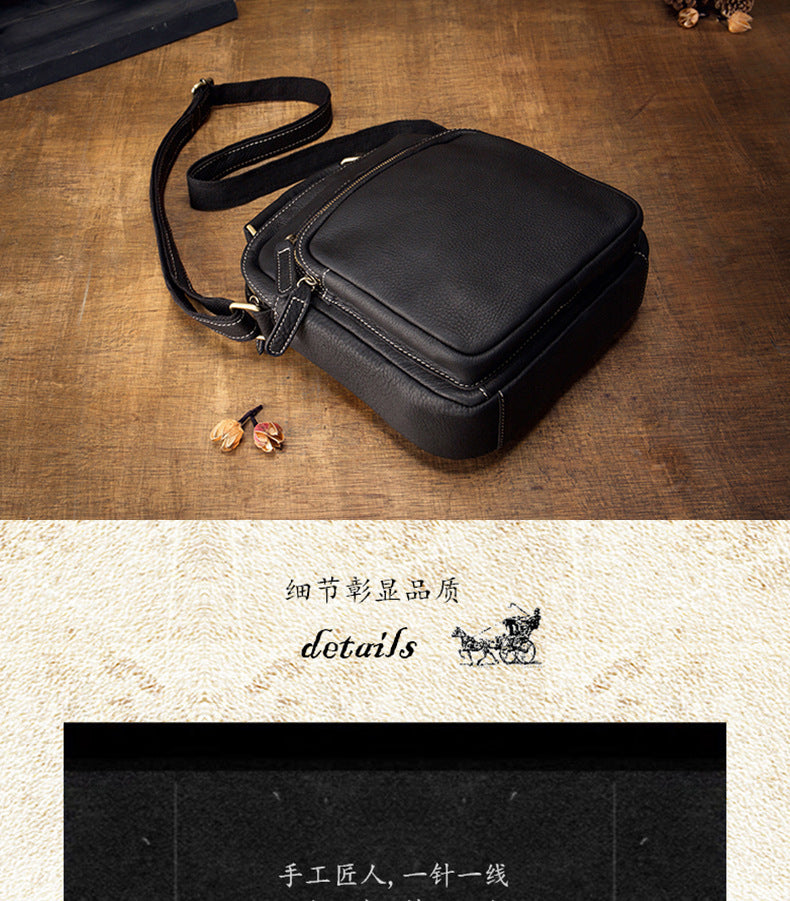 Men's Shoulder Bag Handmade Original Cowhide Genuine Leather Casual Korean Fashion Men's Crossbody Bag Handbag