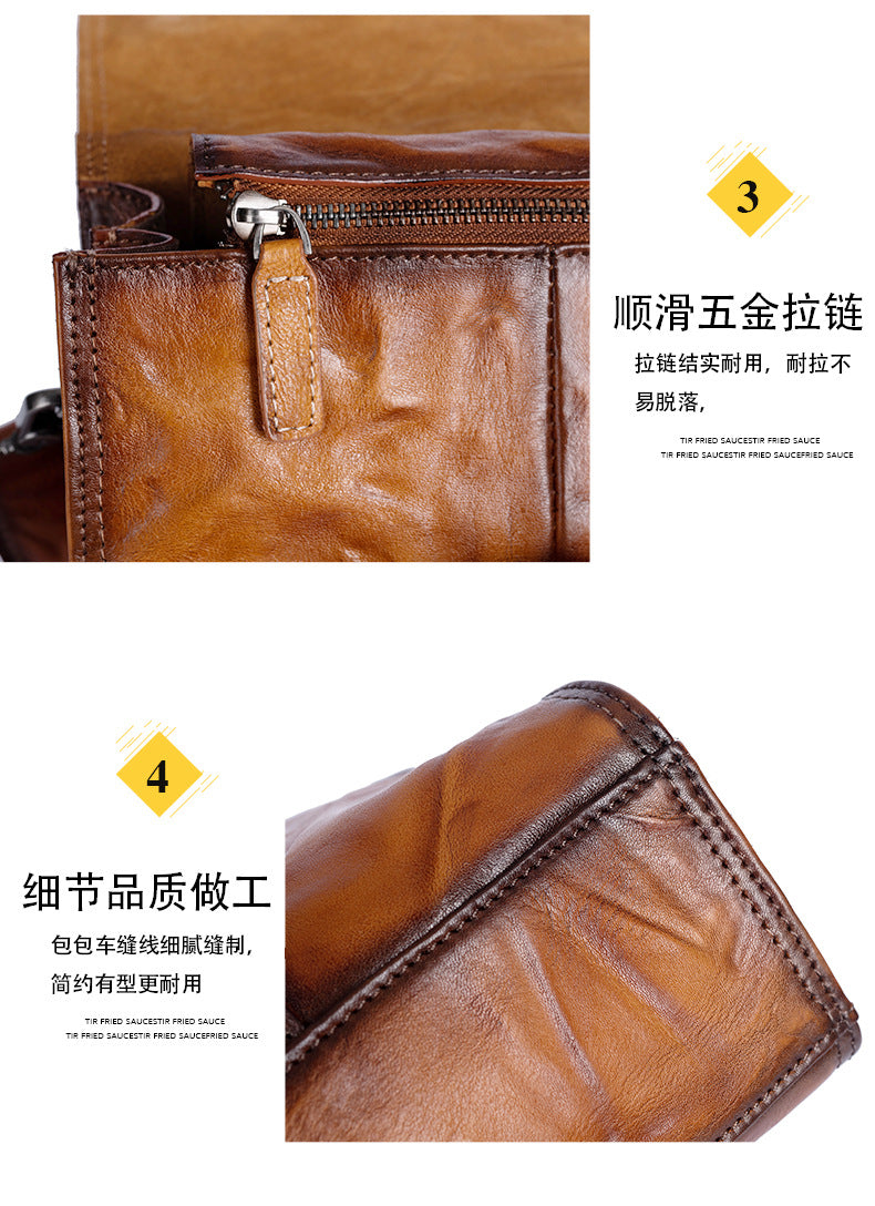 Men's Briefcase Genuine Cowhide Leather Casual Bag Travel Bag for Men