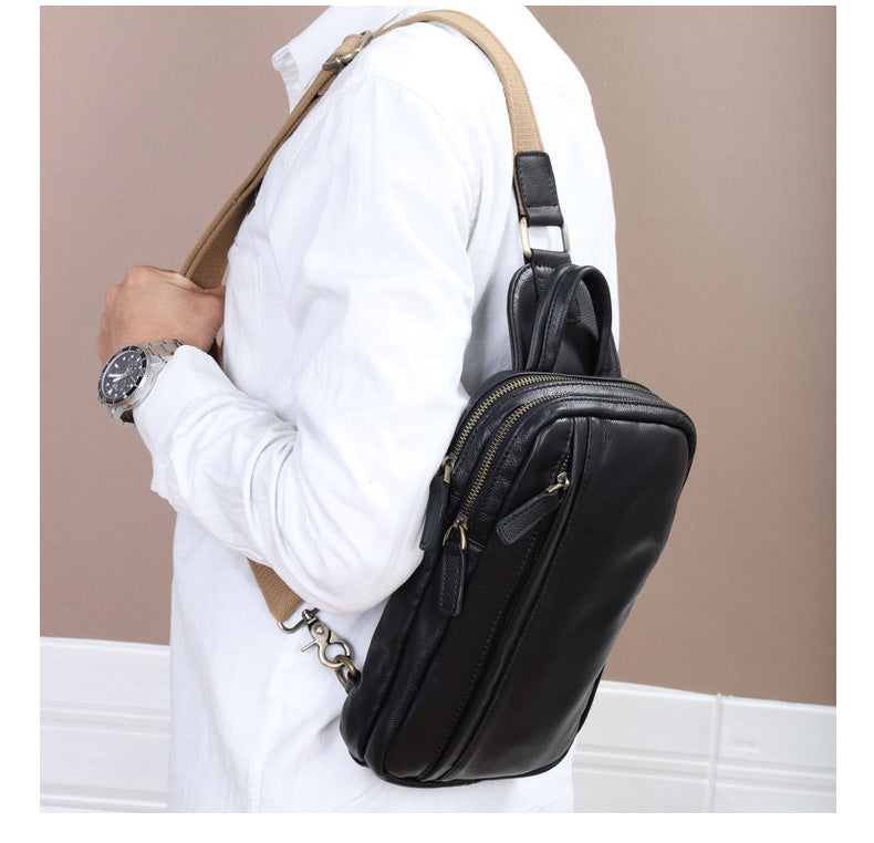 Men's Bust Bag Made of Genuine Cowhide Leather Luxury Casual Fashion Men's Shoulder Bag Crossbody Bag