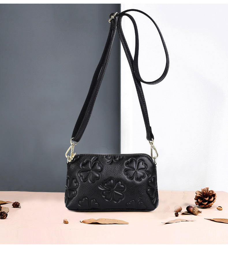 Genuine leather women's bag handbag fashion knurled clutch bag that goes with anything Temperament shoulder bag. Pochette