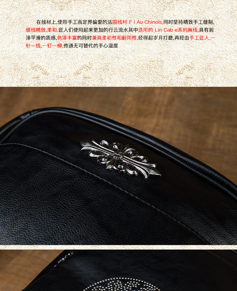 Men's Rucksack Genuine Cowhide Leather Handmade Original Unique Fashion Travel Bag for Men