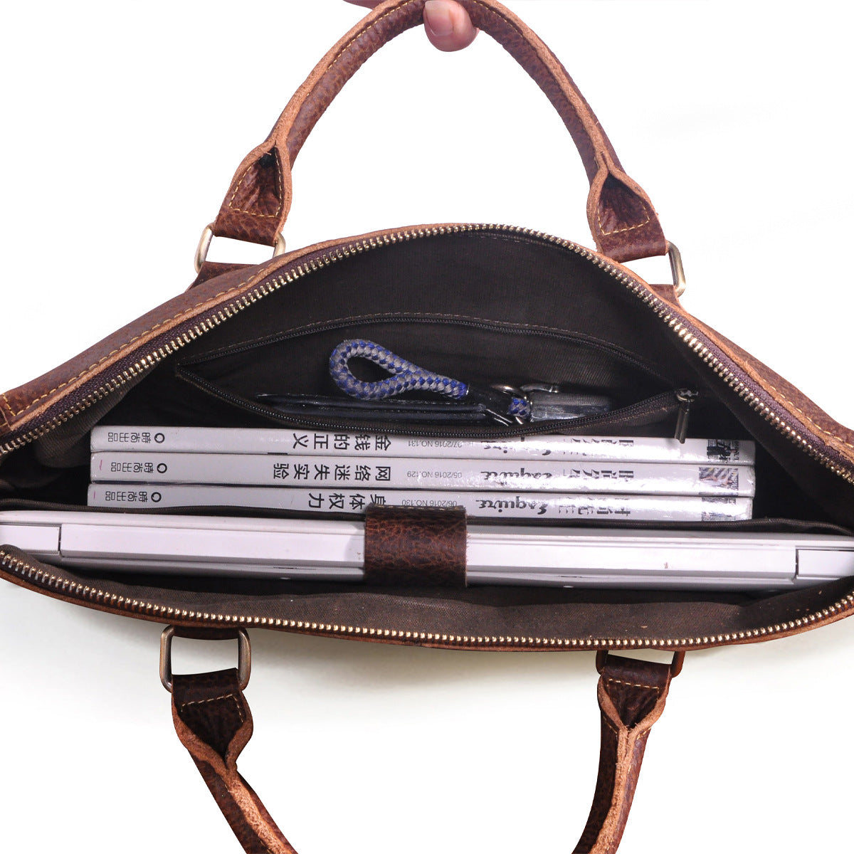 Men's Briefcase Crossbody Bag Cowhide Genuine Leather Retro Shoulder Bag Computer Bag