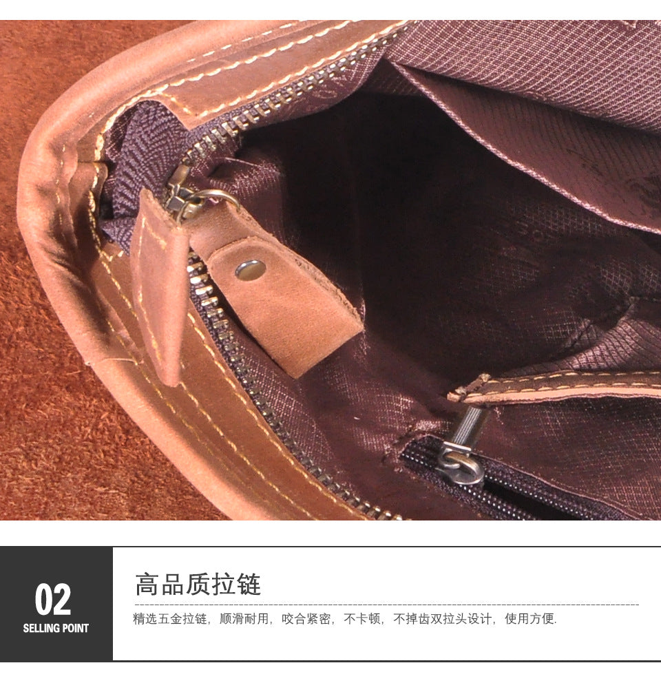 Men's Briefcase Shoulder Bag Retro Business Handbag Cowhide Genuine Leather Men Computer Bag