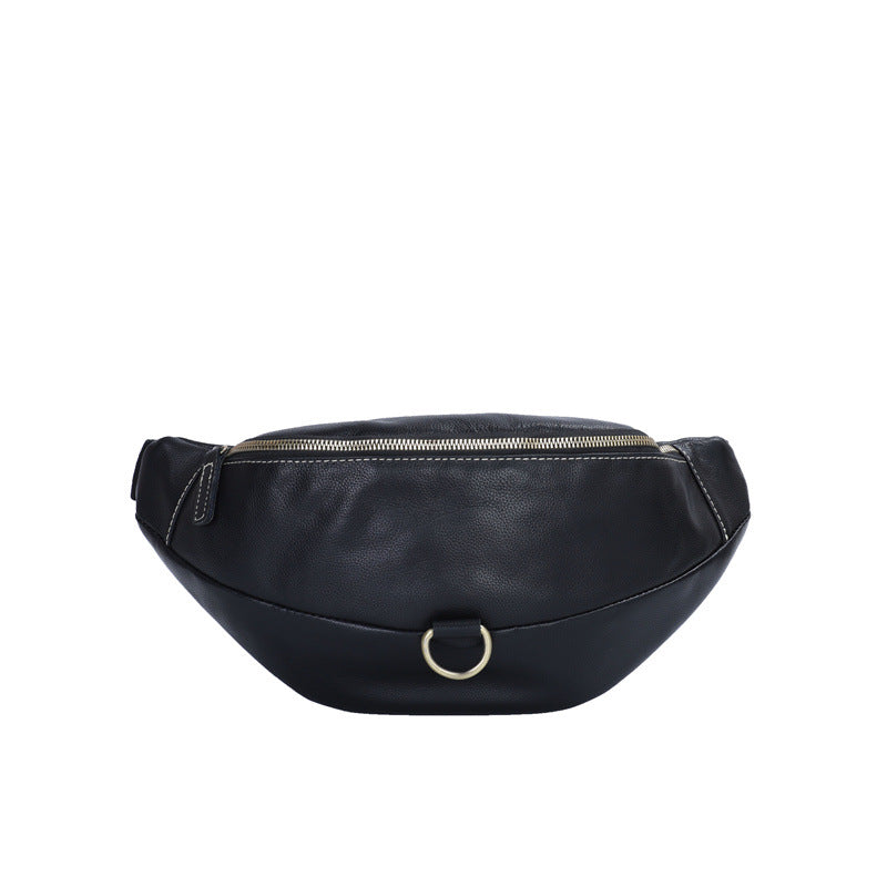 Men's Crossbody Bag Cowhide Genuine Leather Retro Fashion Business Commuter Waist Pouch for Men