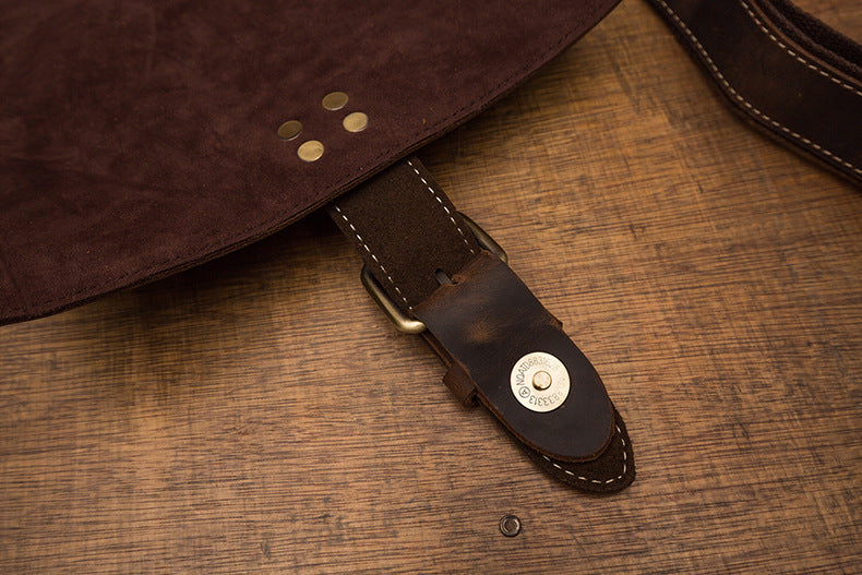 Men's Shoulder Bag Cowhide Genuine Leather Crazy Horse Retro Unique Casual Fashion Crossbody Bag for Men