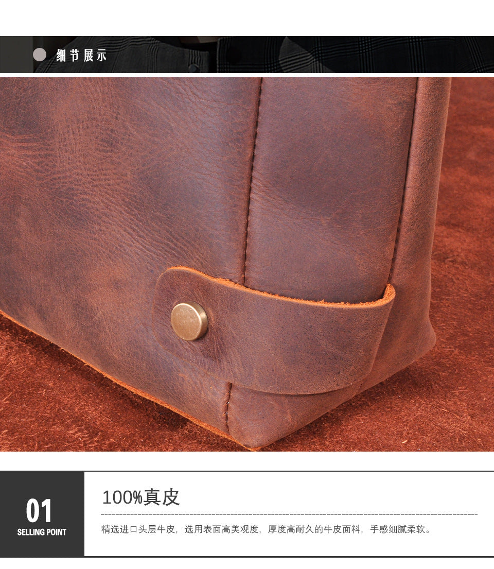 Men's Briefcase Handbag Cowhide Genuine Leather Retro Business Men Computer Bag