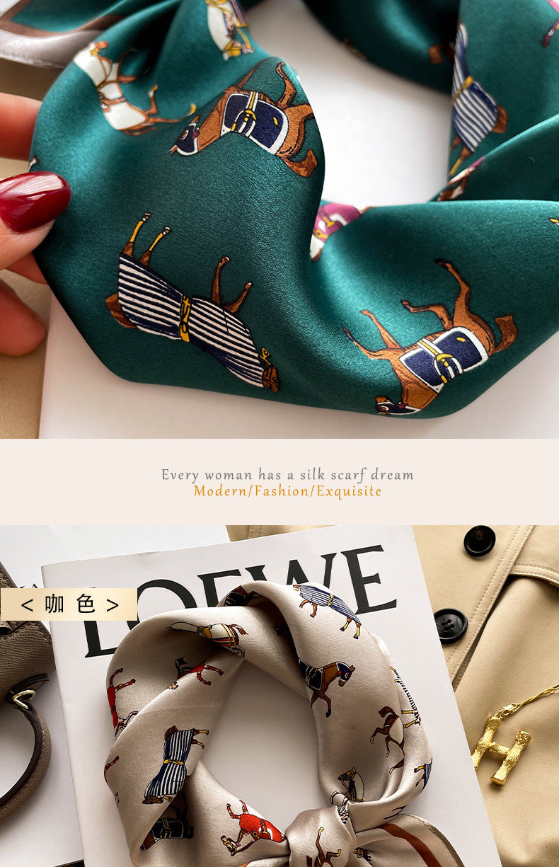 Silk scarf printed pattern neckerchief that goes with anything High quality elegant temperament scarf