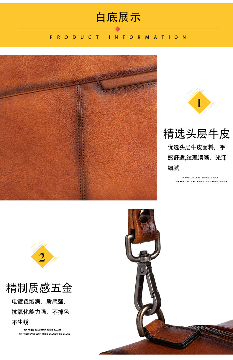 Men's Wallet Cowhide Genuine Leather Clutch Bag Retro Casual Men's Handbag
