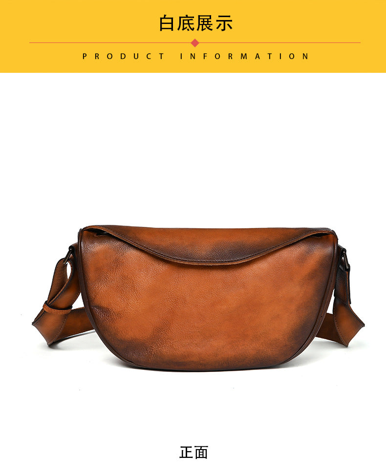 Men's Shoulder Bag Genuine Cowhide Leather Casual Business Crossbody Bag for Men